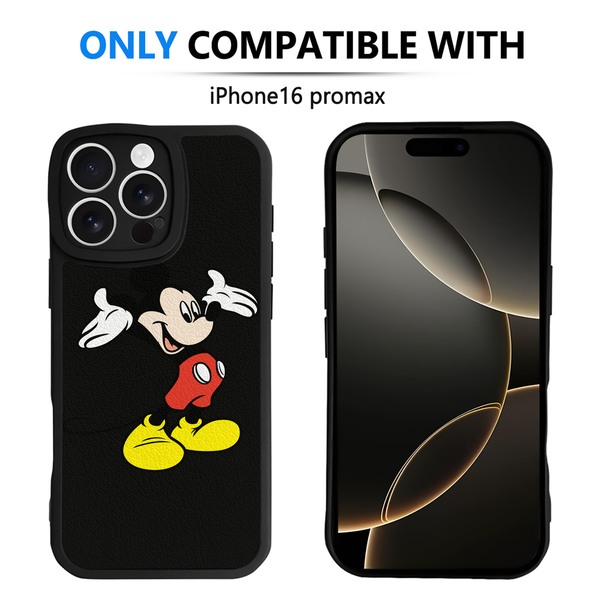 （画像用） ミッキーマウス Mickey Mouse 【iPhone 16シリーズ対応】シリコンスマホケース（レザー調） 材質：シリコン